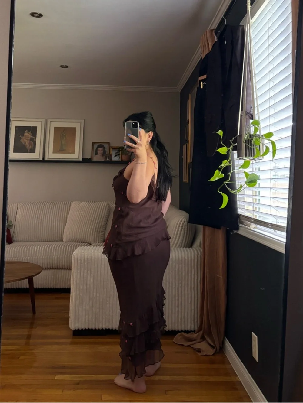 Vintage 2 Piece Asymetrical Floral Silk Skirt Set - Picture 5 of 11